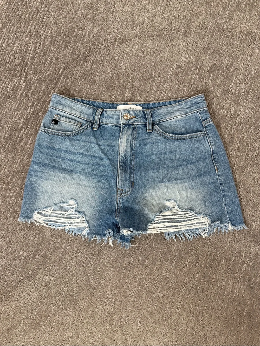 KanCan Distressed High Rise Jean Shorts, Size L